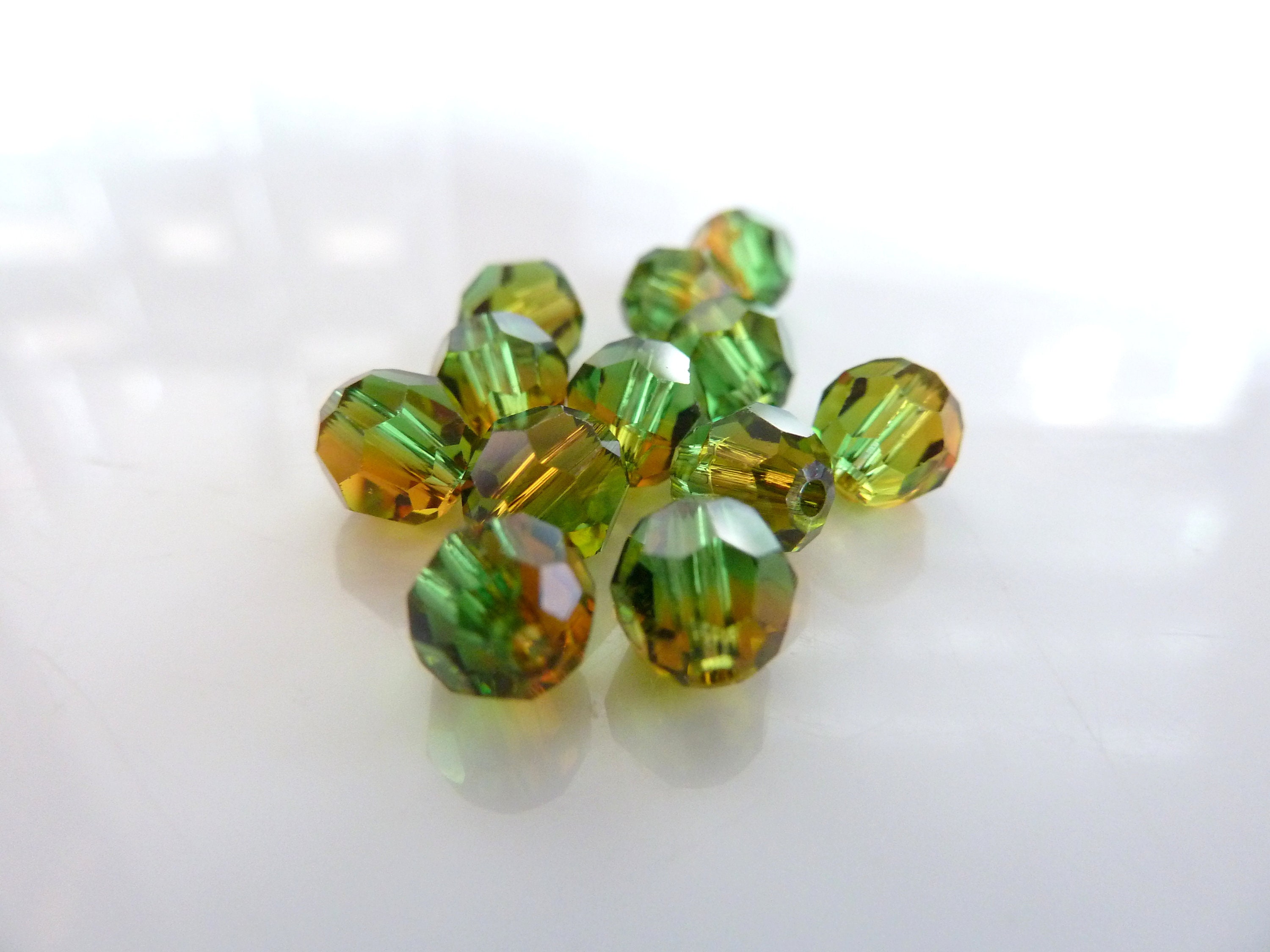 Swarovski Fern Green Topaz Blend 6mm Round Crystal Beads 5000 - Loose Crystals Bead - Forest Orange Color - Jewelry Making - Fgt6R