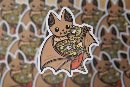 Ramen Bat Vinyl Sticker/Sticker/ Water Resistant Kawaii