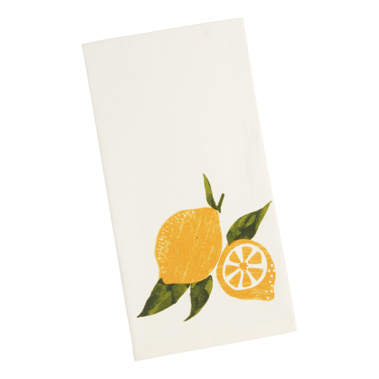 White and Yellow Lemon Kitchen Towel - Cotton - Small by World Market