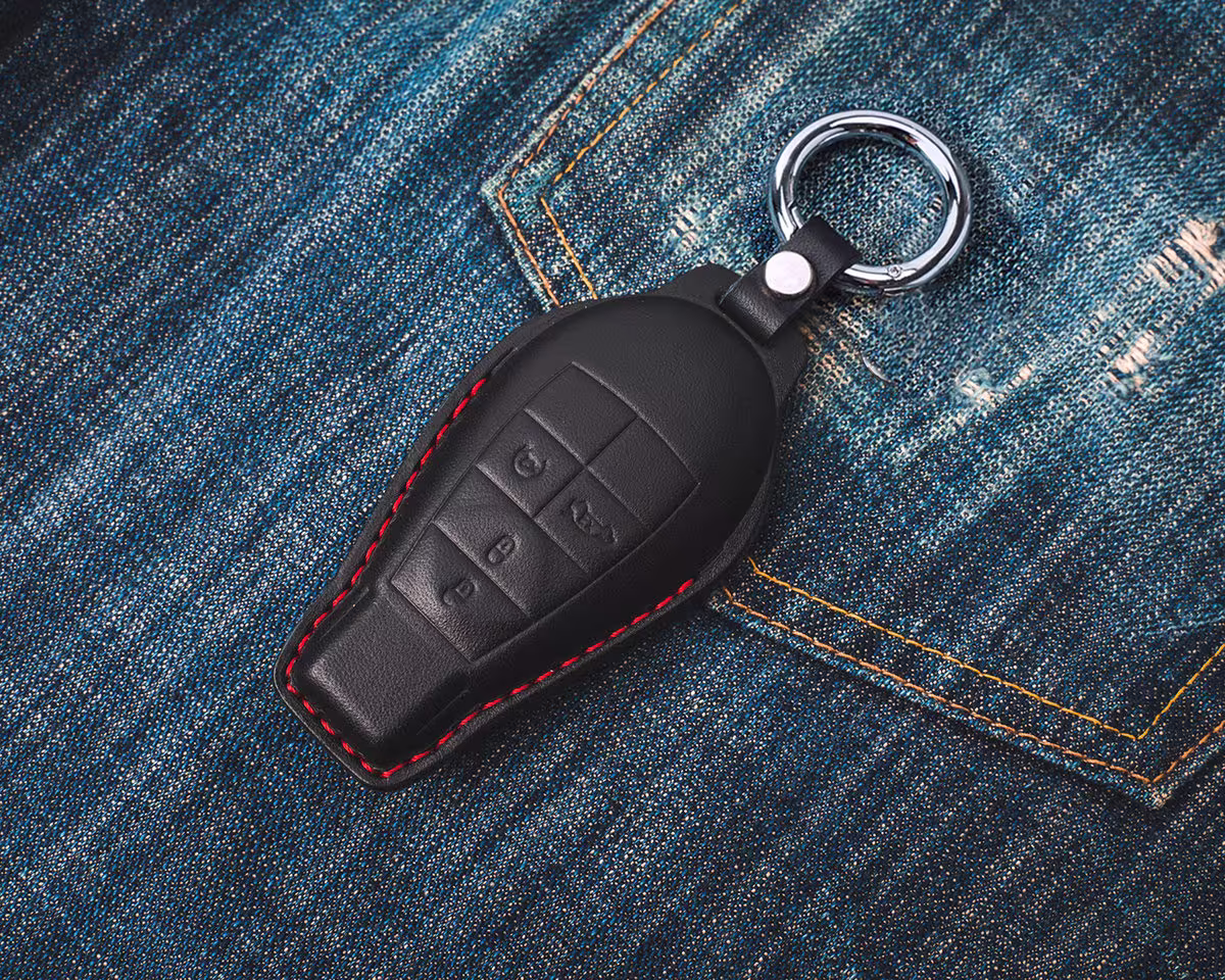Dodge Covered Leather Key Fob Case Charger Challenger Hellcat Sxt Plus Srt 392 Ram Mustang Chevrolet Camaro Handmade