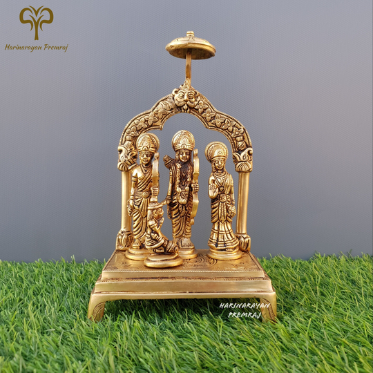 Brass Ram Darbar Statue, 23.5cm Ramdarbar Idol, Rama, Hanuman, Lakshman, Sita Mata, Rama Family Statue, Hindu Gods Statue, Ram With Hanuman Ji
