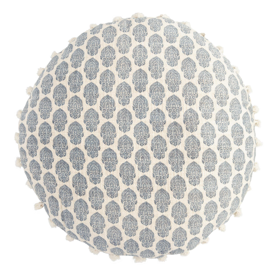 Round Blue Bhuti Print Throw Pillow by World Market