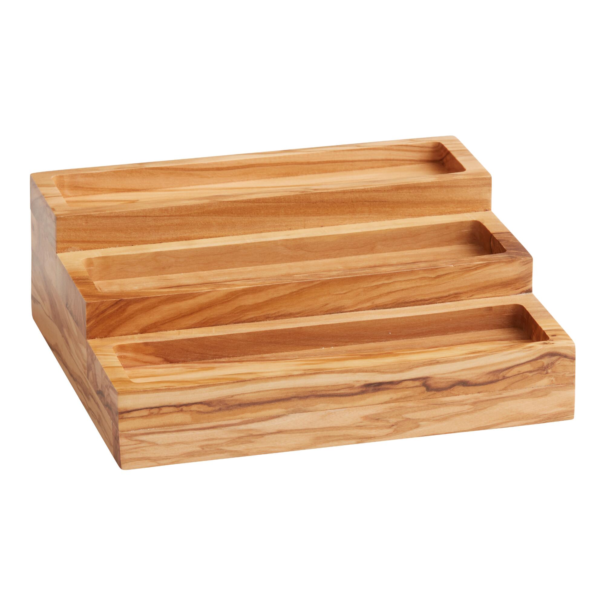 Olive Wood 3 Tier Countertop Spice Rack: Brown by World Market