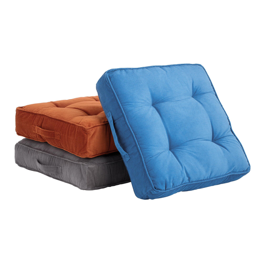 Tufted Corduroy Gusseted Floor Cushion: Gray - Cotton by World Market