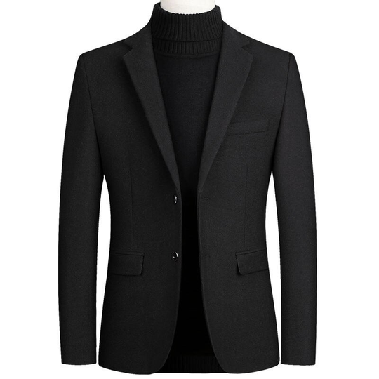 High Quality Men's Wool Suit Coat Wool Blends Casual Blazers Men Suit Top Male Solid Business Casual Mens Coats and Jackets - balck, xl - xl black