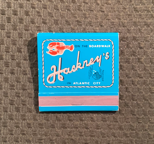 Vintage Matchbook, Hackneys, Seafood Restaurant, Atlantic City, Nj, Lobster, Front Strike, with All 28 Match Sticks, Free Ship in Usa
