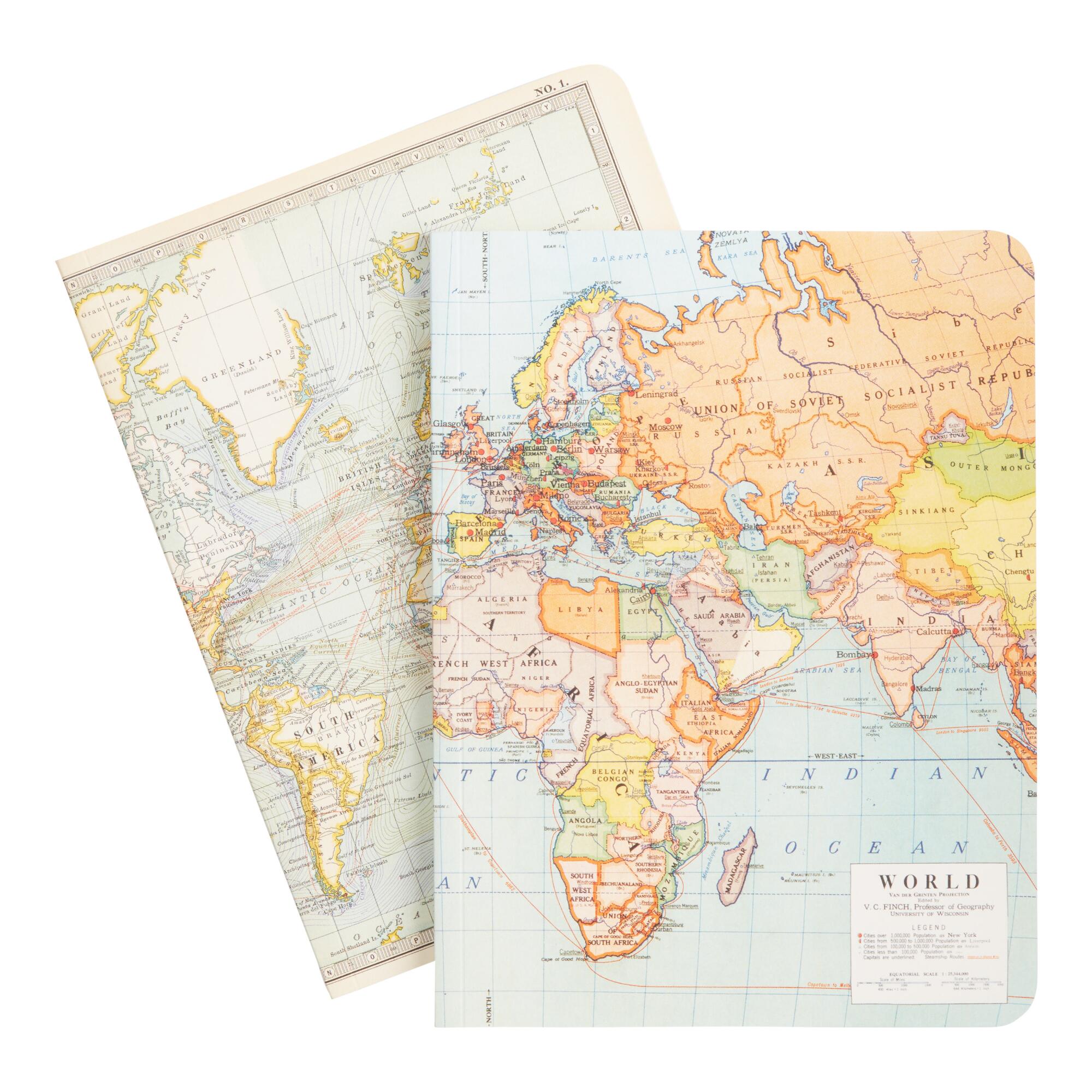 Vintage Map Journals 2 Pack by World Market