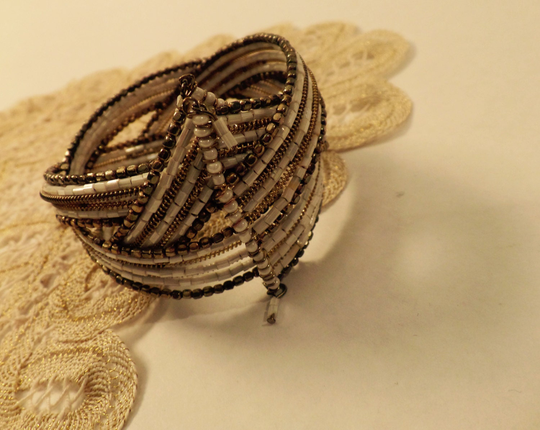 Vintage Beaded Cuff Middle Eastern Style Bohemian Wrist Cuff, Boho Bracelet