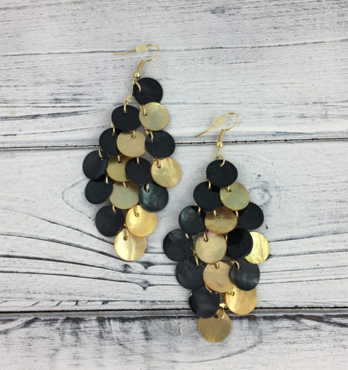 Black & Gold Disc Earrings