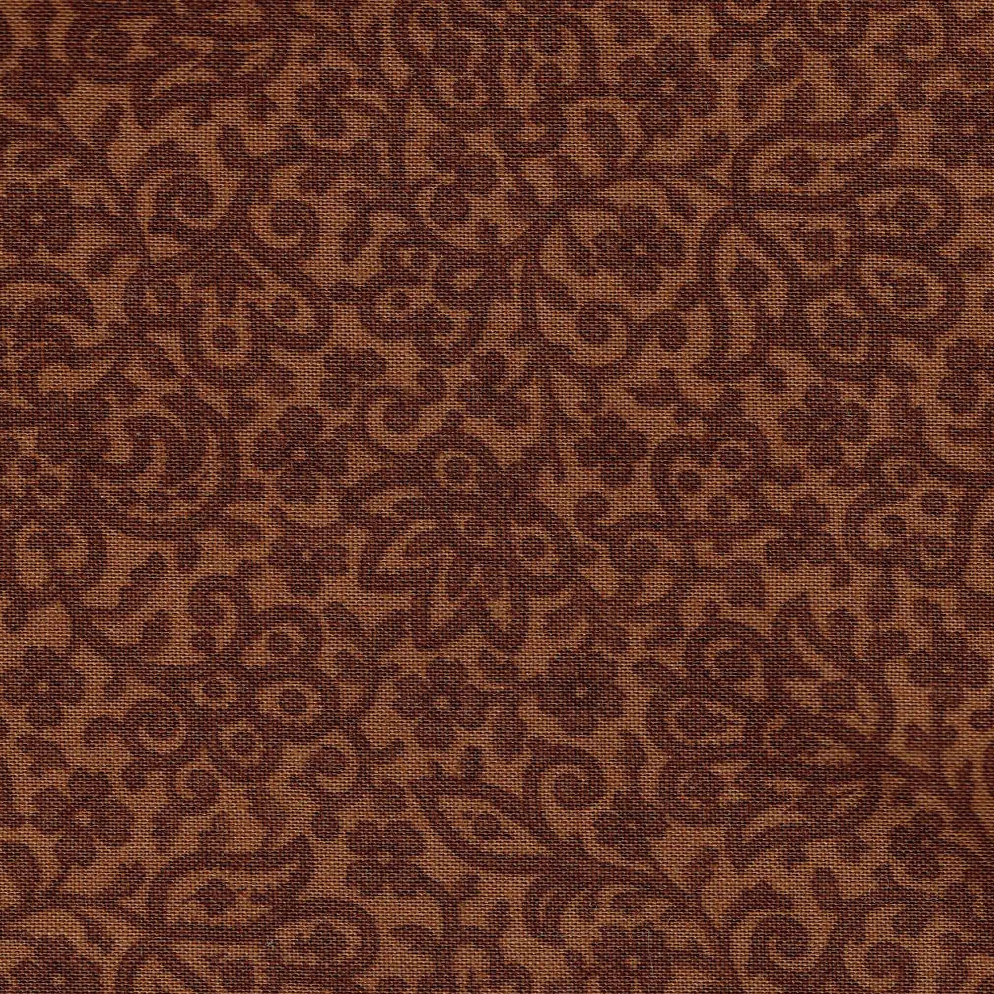 Brown Blender Fabric/Brown Tonal - By The Yard; Flowers & Vines; Light Dark