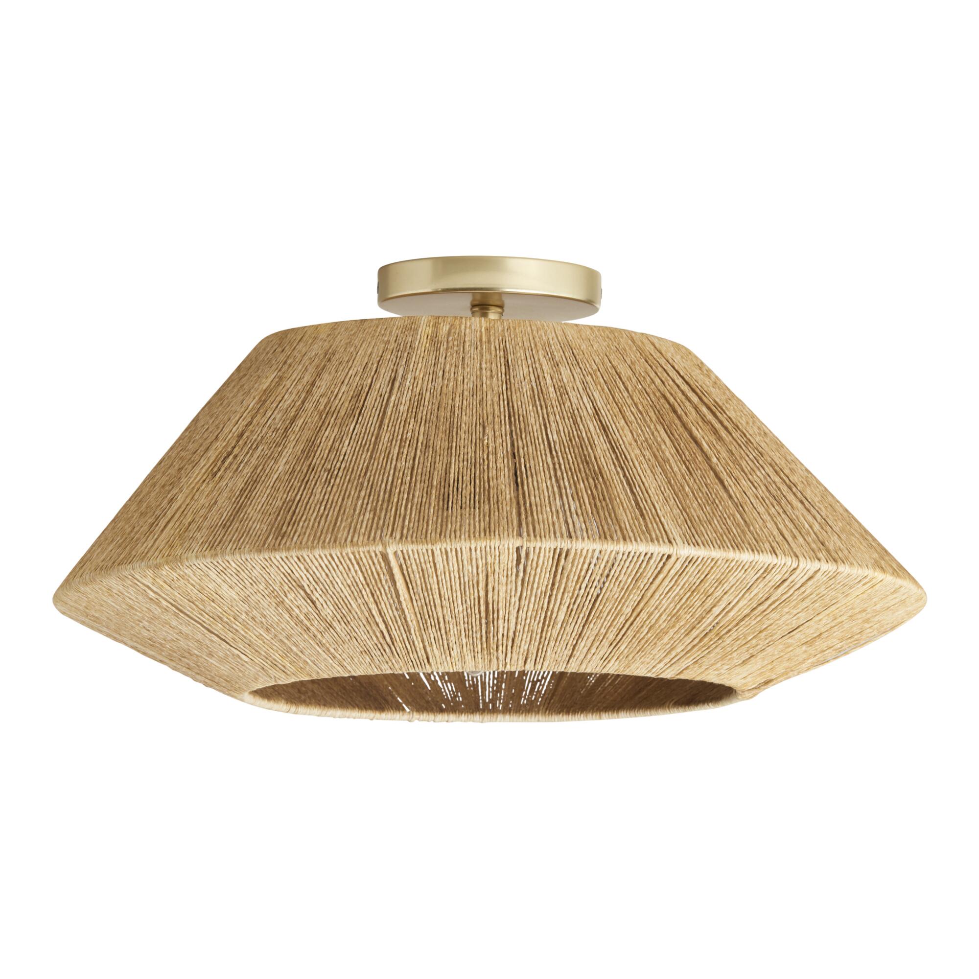 Natural Jute Woven Semi Flush Mount Ceiling Light - Medium by World Market