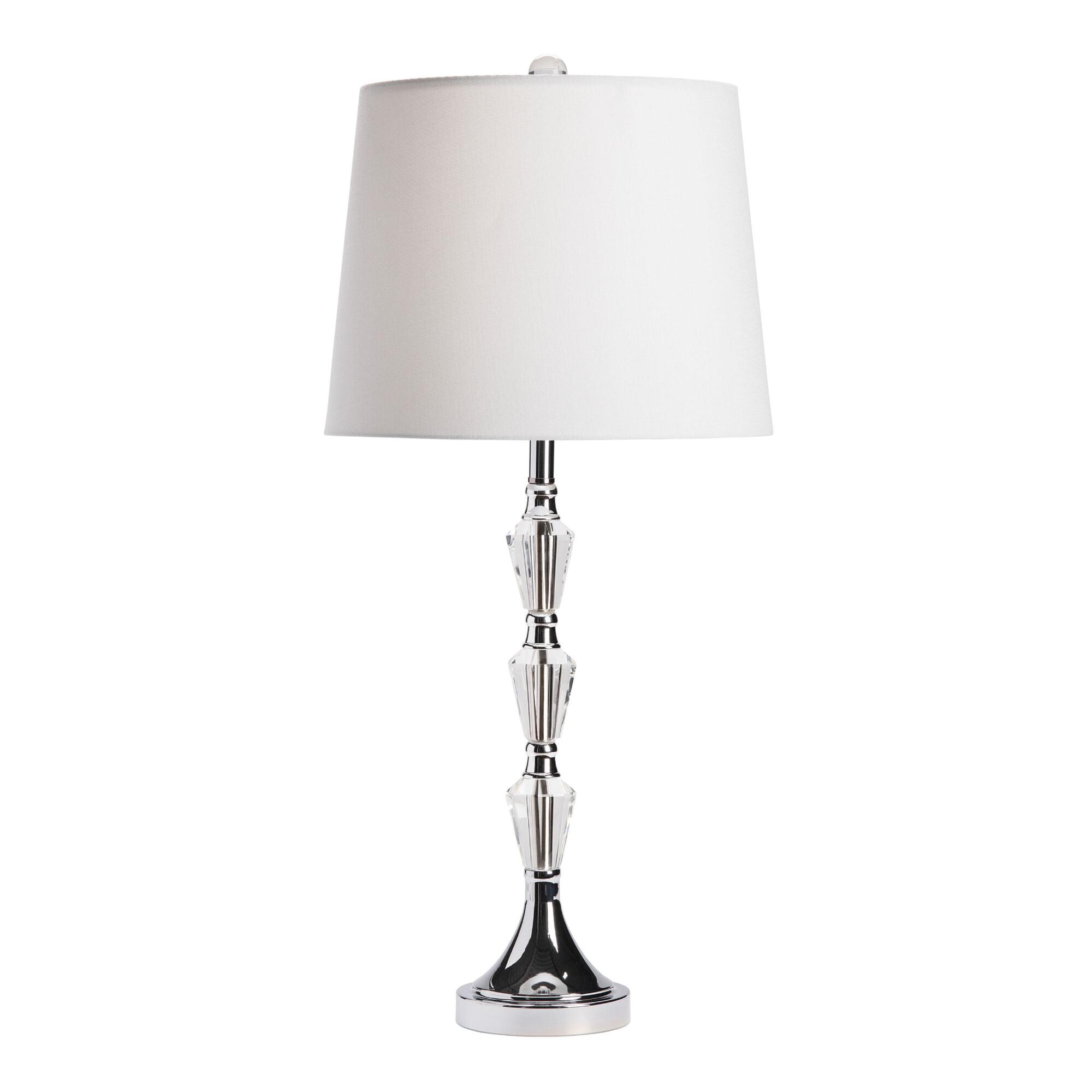 Crystal Glass and Chrome Hilda Table Lamp: Silver by World Market