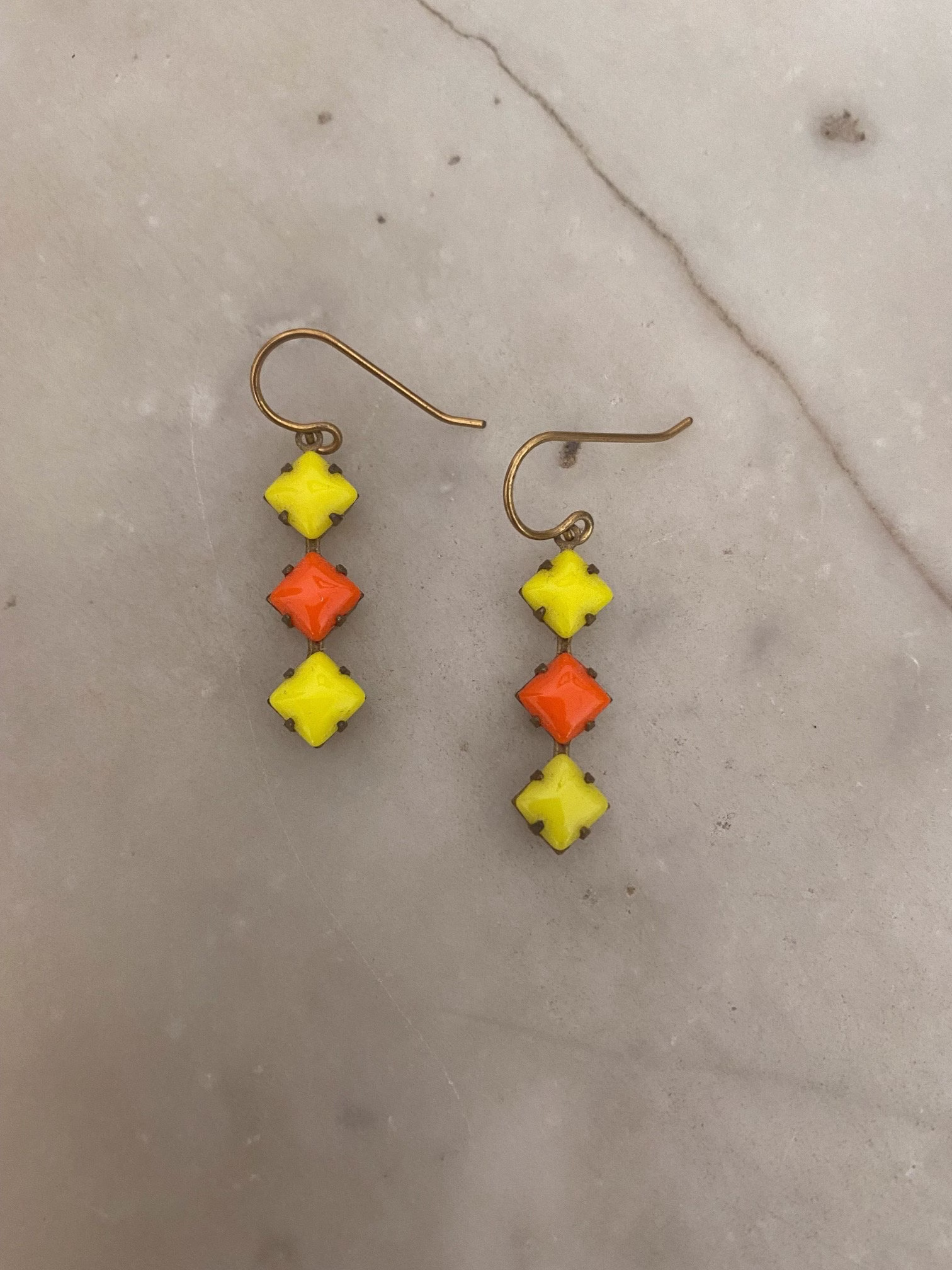 Yellow & Orange Vintage Drop Earrings