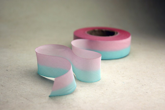 Hand Dyed Silk Ribbon - Pink Blue Blend 501 3 Yards Bias Cut Length Five Widths 1/2", 5/8", 1", 1.5", 2.5"