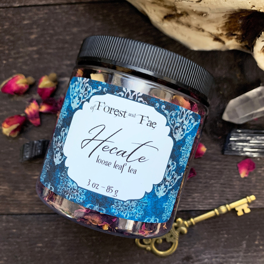 Hecate Hand Blended Ritual Tea | Organic Goddess Of The Crossroads Dark Moon Witch Protection Hedge Hibiscus