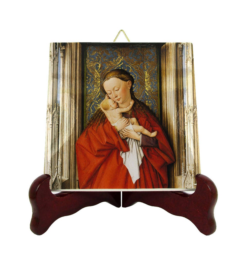 Religious Decor - Virgin Mary & Jesus Child Religious Icon On Tile A Perfect Gift For Catholic The