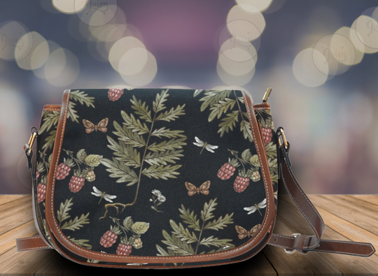 Boho Cottagecore Vegan Leather Strap Saddle Bag, Forest Witch Crossbody Cute Pu Shoulder Goth Dark Kawaii Purse Gift