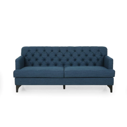 Best Selling Home Decor Post wick Midcentury Navy Blue and Dark Brown Polyester/Blend Sofa | 311454