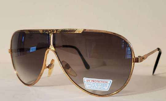 Vintage Aviator Teardrop Sunglasses // Black Tiny Gradient Lens Gold Metal Frames 80S + 90S Glasses Sport Racing True Vintage Retro