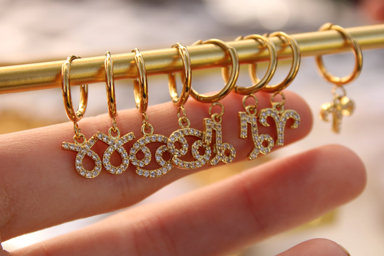 Dainty Zodiac Hoops Gold Earrings Waterproof Minimalist Signs Month Astrology Sign Small Hoop Tarnish Resistant Gold Unisex