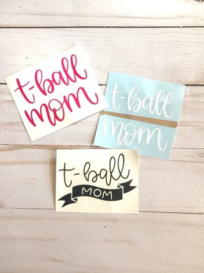 Free Shipping Tball Mom Vinyl Decal, Parent T-Ball Baseball Mama, Sports Sticker
