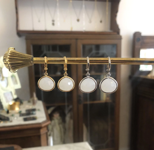 Moonstone Huggie Hoop Earrings