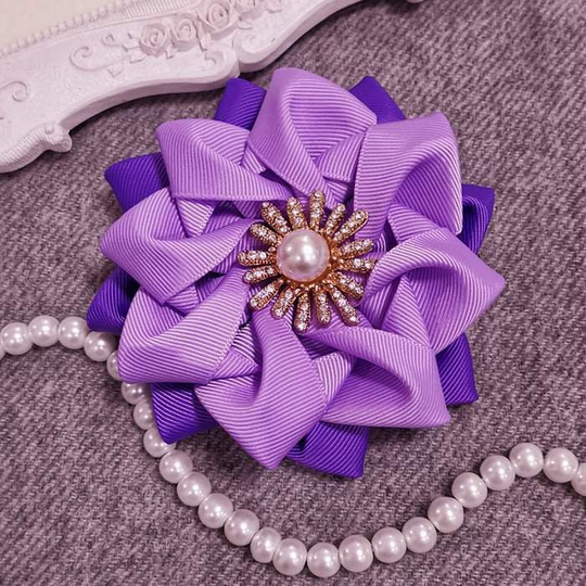 Handmade Grosgrain Ribbon Flower Rose in Lt Orchid Purple Have Over 150 Colors To Choose | 4 Inches My-894-01 Ready Ship