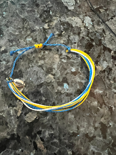 La Rams Crucial Catch Pura Vida Style Adjustable Bracelet With Football Charm