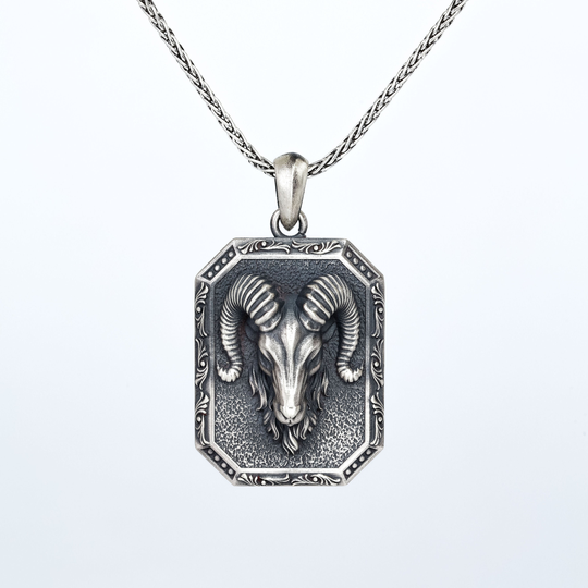 Silver Ram Head Necklace, Aries Pendant, Gift For Aries, Jewelry, Zodiac Pendant