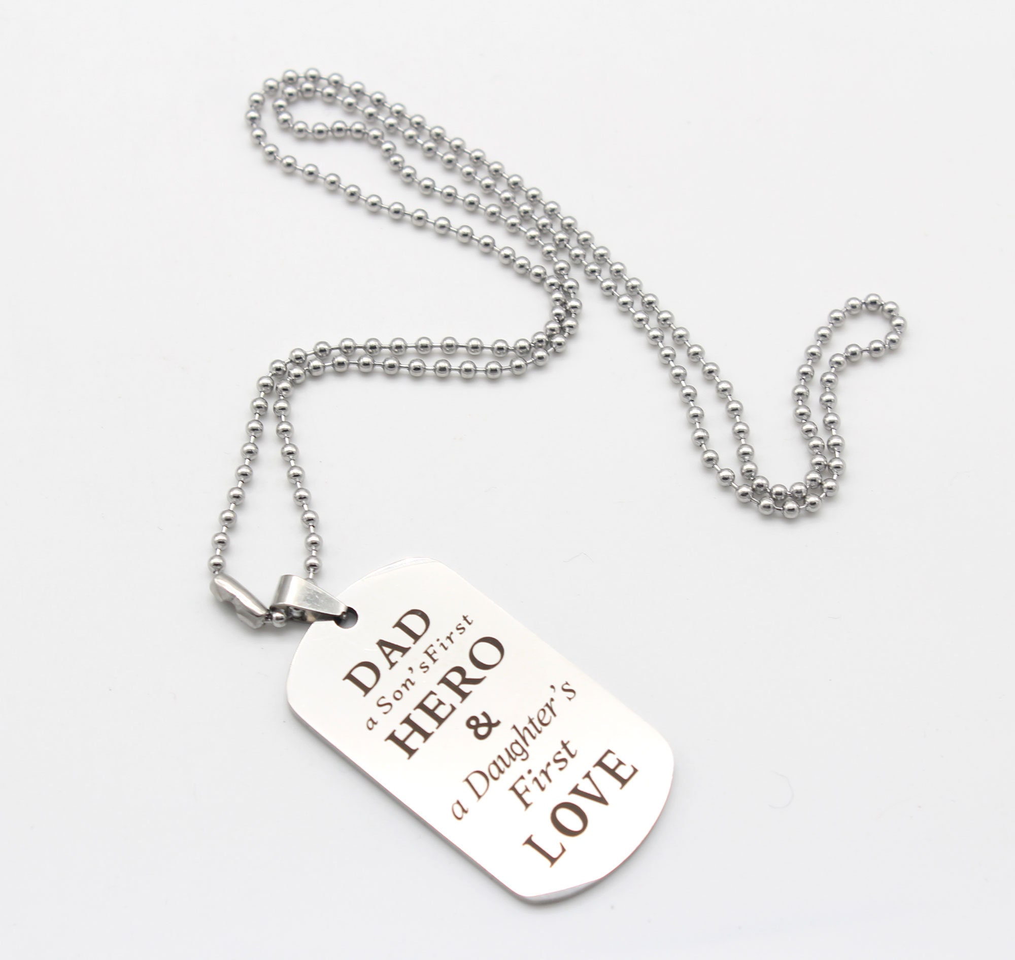 Stainless Steel NecklaceDad A Son's First Hero, Daughter's Love.father's Day Gift, Gift For Dad, Necklace Dad, Personalized Gift