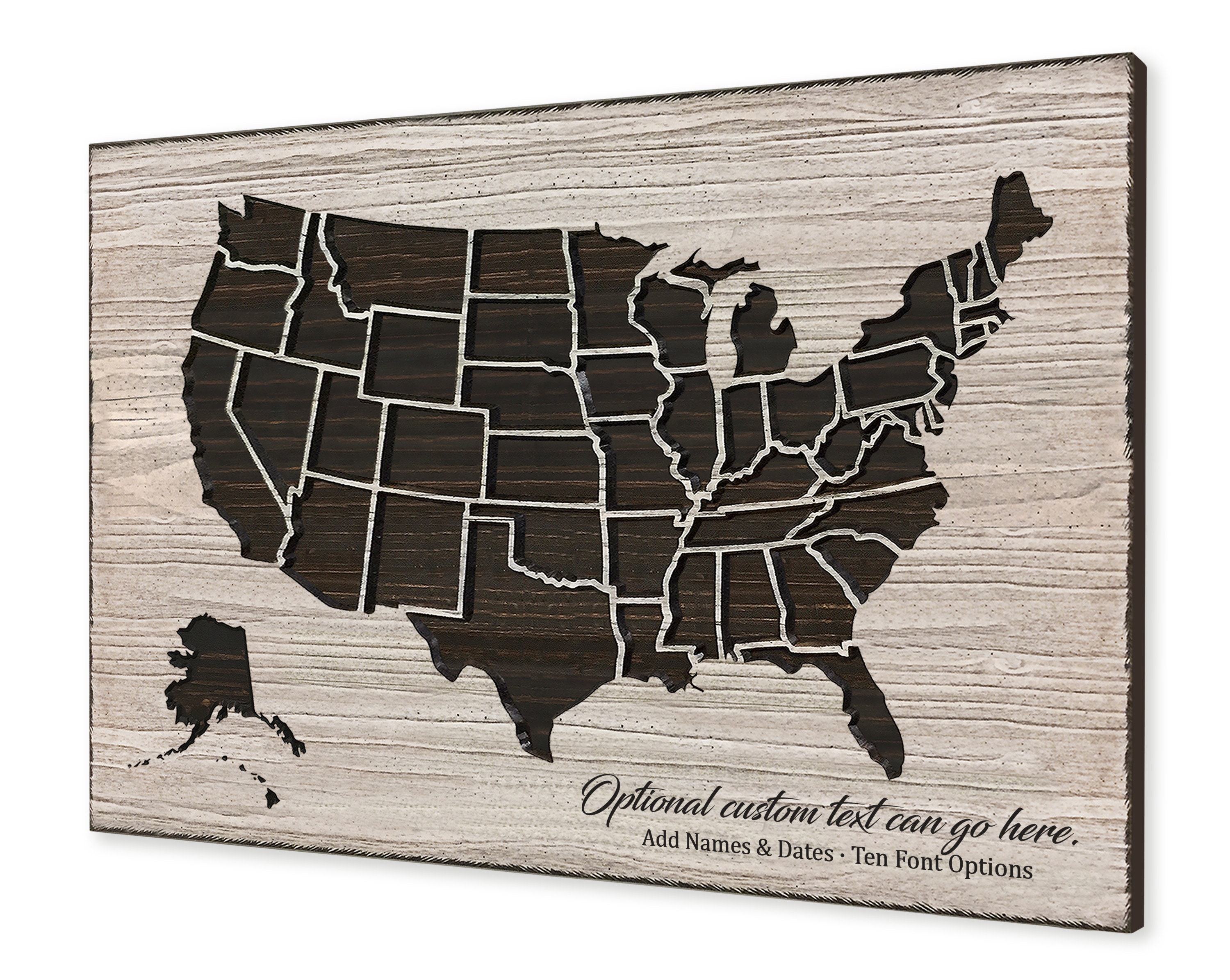 Us Map With Custom Phrase Or Saying, Family Name Established Date, Push Pin To Mark Travels, Personalized Customized