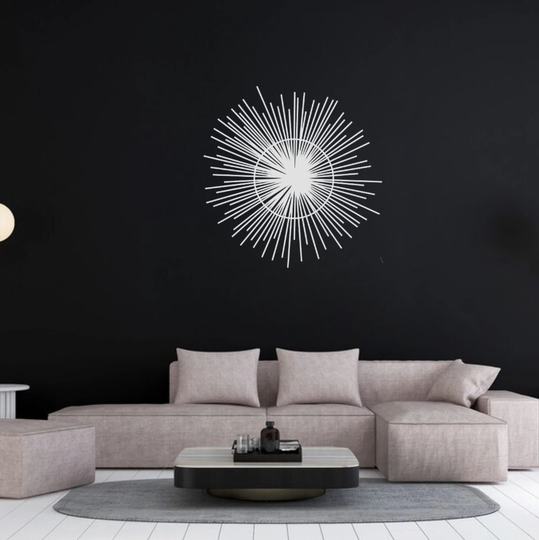Silver Inspired Sun Metal Wall Art, Outdoor Decor Hanging, Bohemian Interior Design, Living Room Decoration, Sunshine