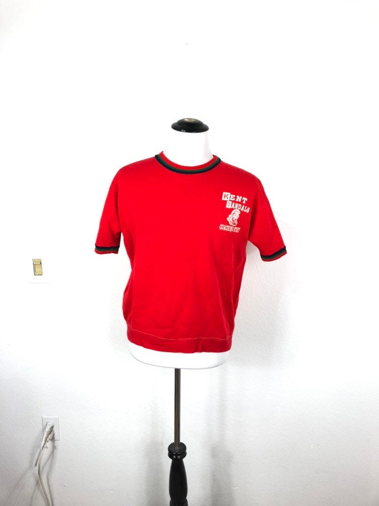 70S Vtg 50/50 Cotton Poly Blend Short Sleeve Ringer Sweatshirt