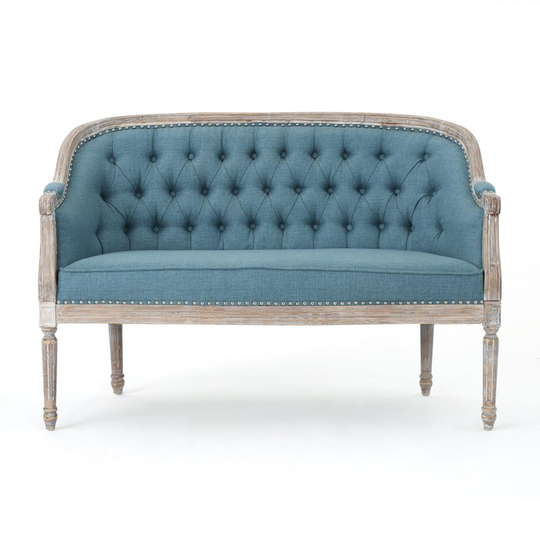 Best Selling Home Decor Faye Modern Blue and Antique Polyester/Blend Loveseat | 303542