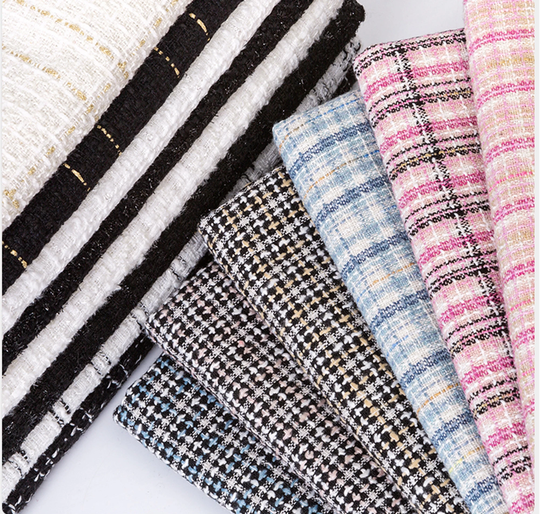 Tweed Fabric, Woven Fabric, Black/White Gold Color Wool Blend Check Style Tweed, Diy Coat Dress, By The Half Yard