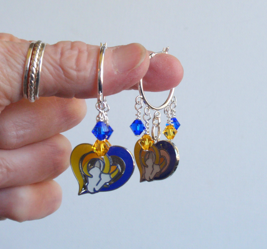 La Rams Blue & Gold Crystal 23mm Hoop Earrings