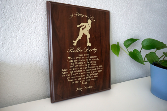 Roller Derby Prayer Plaque | Personalized Skate Gift Skater's For Jammers & Blockers With Female Design