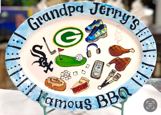 Ceramic Custom Grill Pie Lover Fathers Day Birthday Grilling Platter Grandpa Boyfriend Dad Sox Burger Packers Gift Golf Seafood Beach