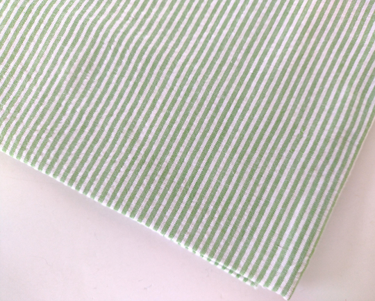 Green Striped Cotton Linen Blend Fabric - 48"x46" Piece