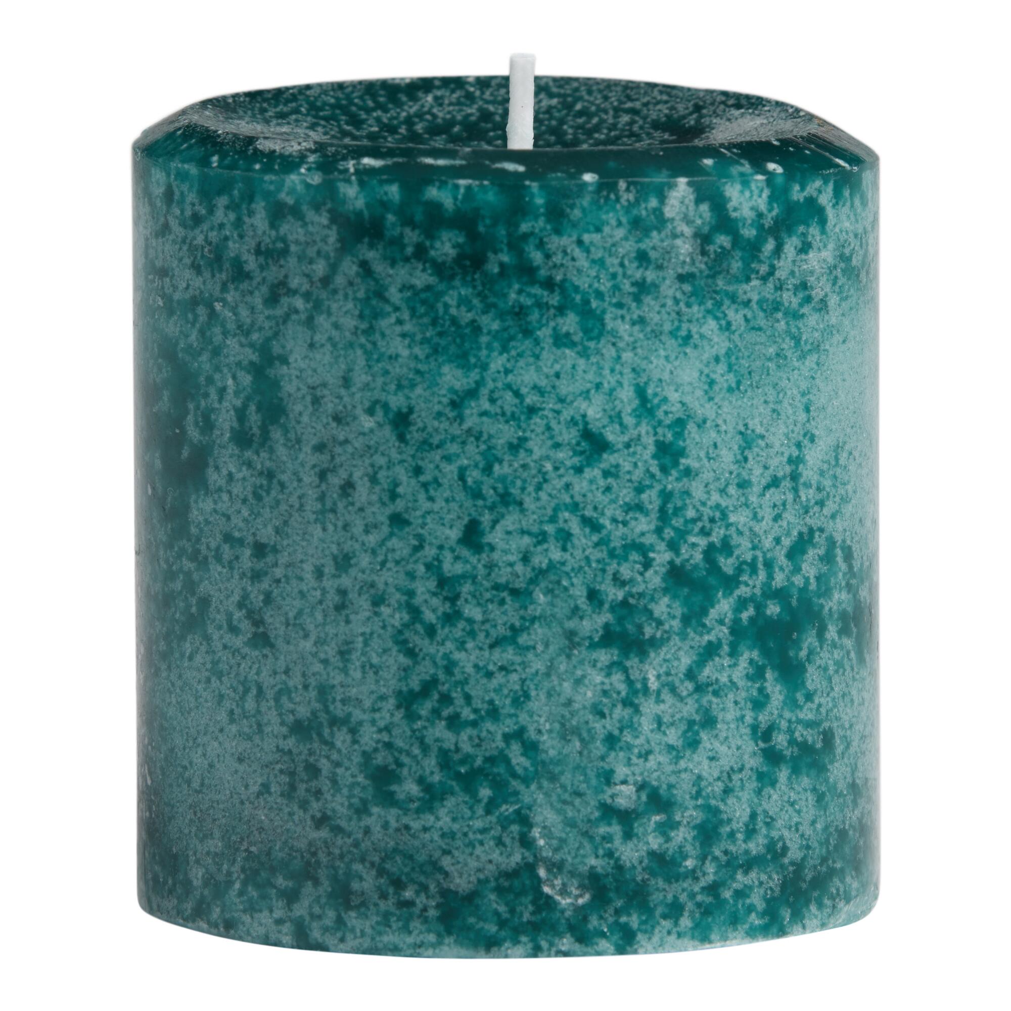 3x3 Black Fig Vetiver Mottled Pillar Scented Candle: Green - Scented Wax by World Market