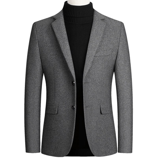 Fashion Mens Coats and Jackets Male One Piece Blazer Top Wool Blends Suit Men Jacket Spring Smart Casual Coat Solid Two Buttons - grey, xxl