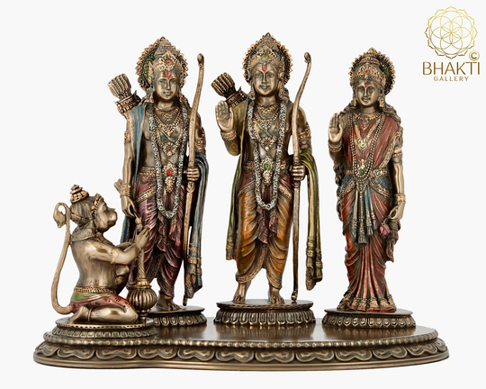 Ramdarbar Statue, 20 cm Standing Lord Rama, Hanuman, Lakshman, Sita Mata, Rama Family Idol, Hindu Gods Figurine, Ram With Hanuman
