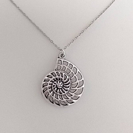 Fibonacci Shell Necklace, Silver Necklace