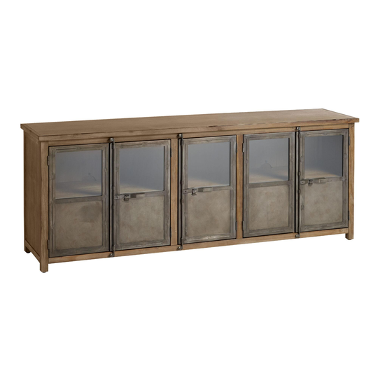 Large Aged Latte Wood And Metal Langley Storage Cabinet: Brown by World Market