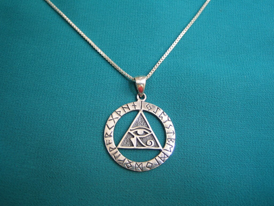 Eye Of Horus Necklace, Egyptian Eye Ra Sterling Silver Necklace