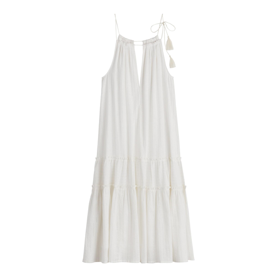 White And Silver Textured Estrella Dress - Small by World Market