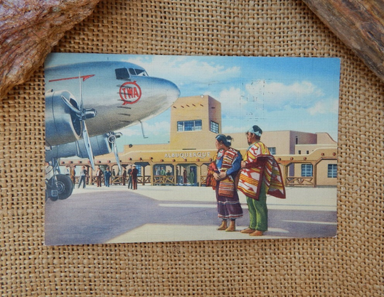 1941 Albuquerque Municipal Airport Twa Postcard/Airlines Postmarked Free Shipping