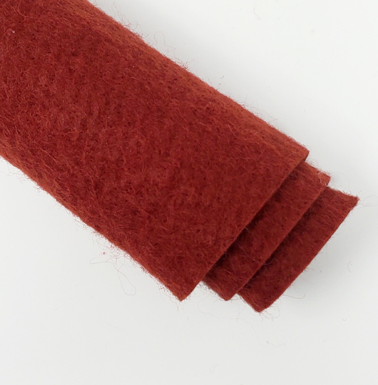 Hand Washed Merino Wool Blend Felt 9"x12" Sheets Rustic Crimson Color