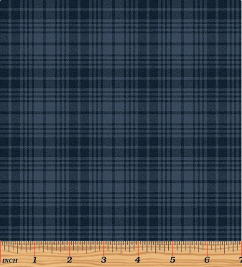 Very Wooly Winter - Wool | Look Plaid in Midnight Cotton Quilt Fabric Blender Cheryl Haynes For Benartex Fabrics 9615-55 | W7891