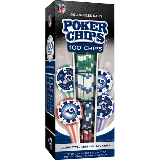 MasterPieces Casino - NFL Los Angeles Rams - 100 Piece High Quality Poker Chip Set with Tray
